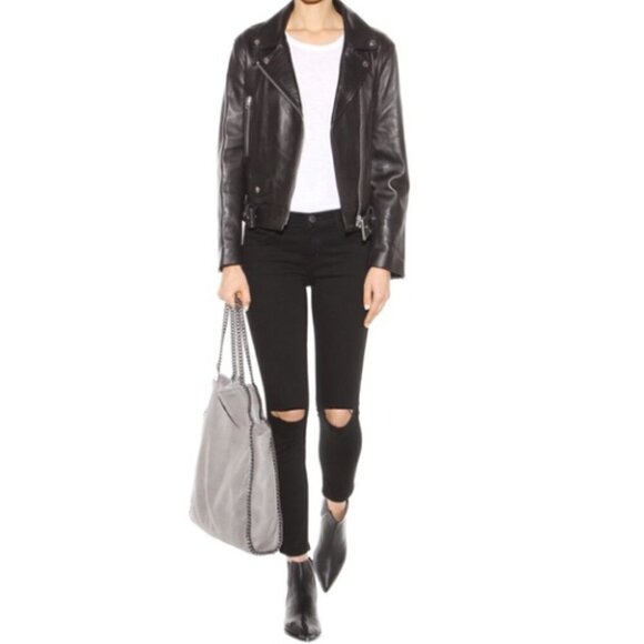 Current/Elliott / Revolve The Stiletto Skinny Jean Jet Black Knee Destroy 25-0 - Picture 2 of 15